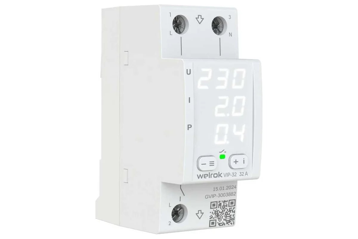 Welrok VIP-32 реле напряжения с контролем тока и мощности в #REGION_NAME_DECLINE_PP#