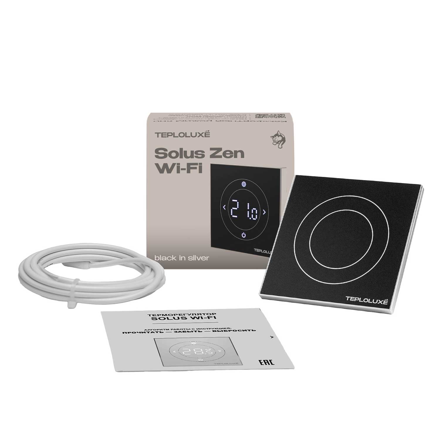 Теплолюкс Solus Zen Wi-Fi терморегулятор для теплого пола, черный/серебро в 