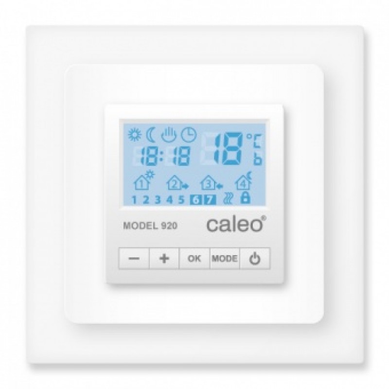CALEO 920, с адаптерами, белый терморегулятор для теплого пола с адаптерами, белый в 
