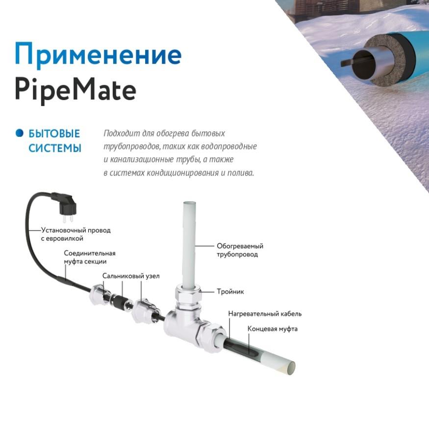 PipeMate 10Вт/м 06м комплект саморегулирующегося греющего кабеля в 