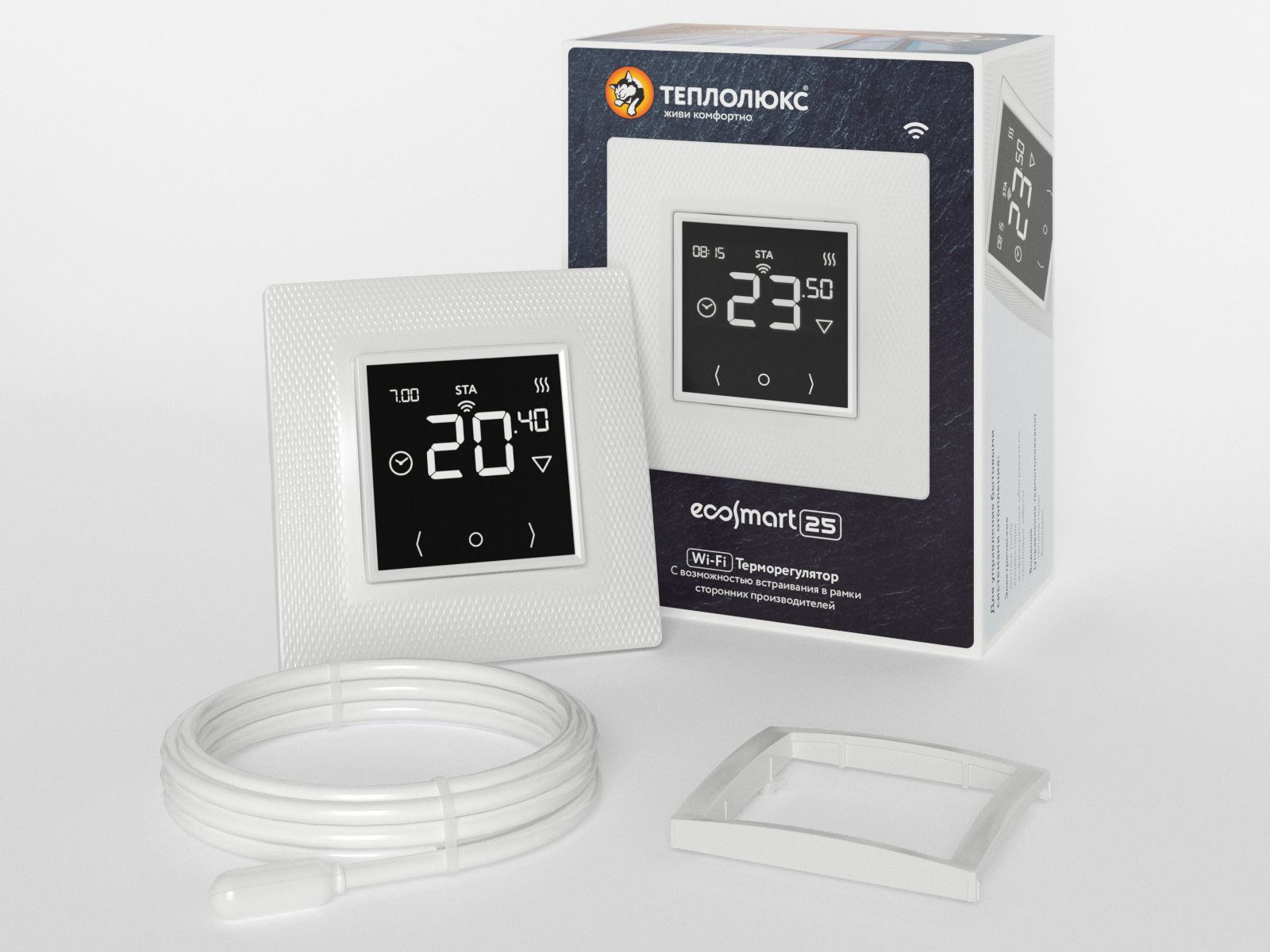 Теплолюкс EcoSmart 25 терморегулятор для теплого пола, белый в 