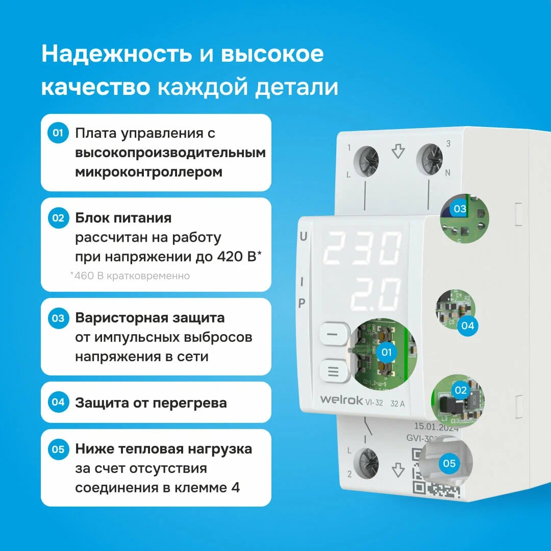 Welrok VI-32 реле напряжения с контролем тока в 