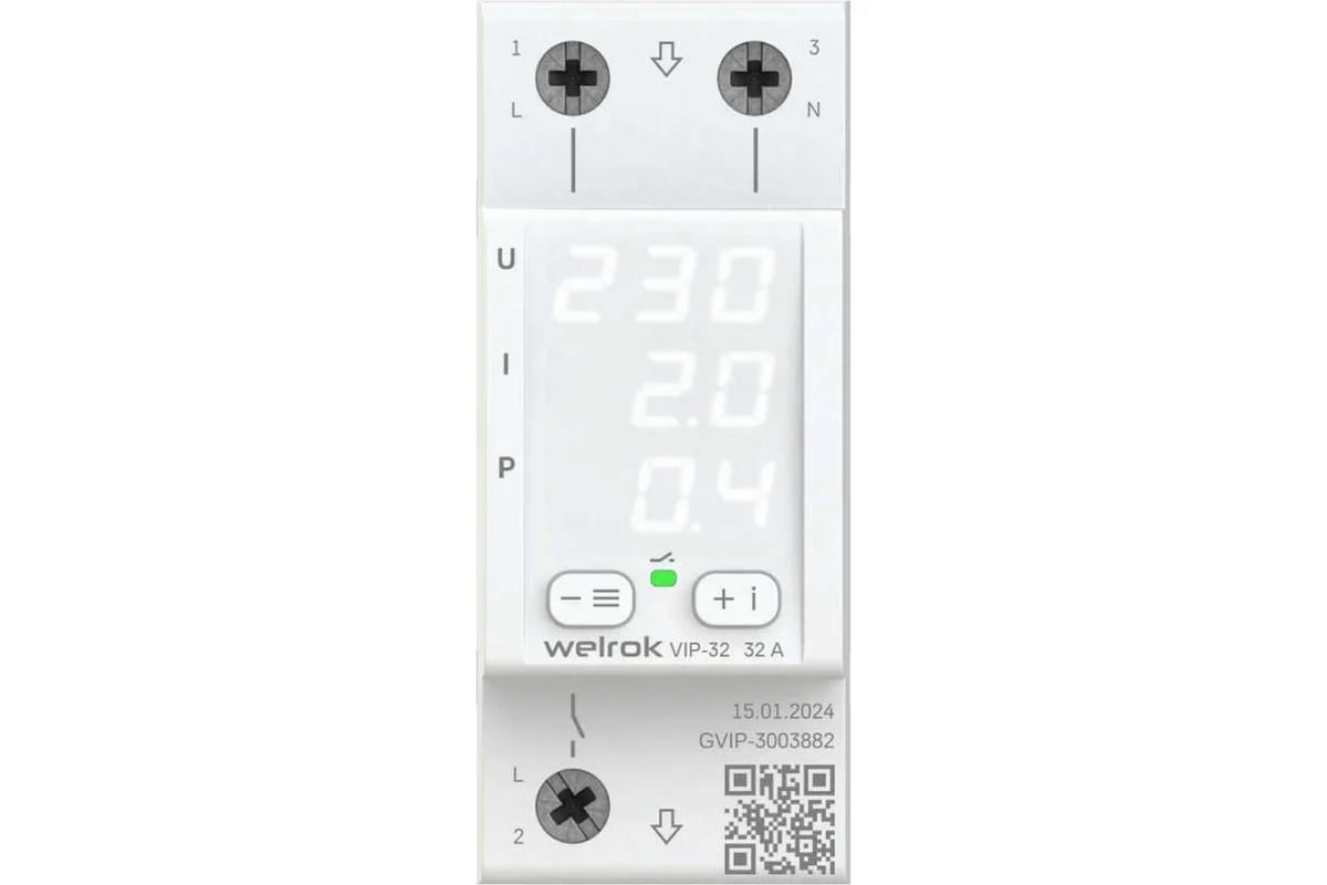 Welrok VIP-32 реле напряжения с контролем тока и мощности в 