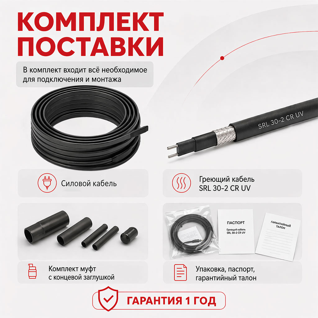 AlfaRoof №2 UV 30-2-25 комплект саморегулирующегося греющего кабеля для кровли в 