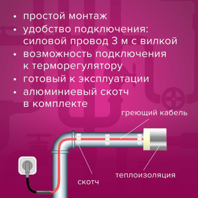 Комплект для обогрева труб с защитным экраном xLayder Pipe EHL-16CR-10 в 