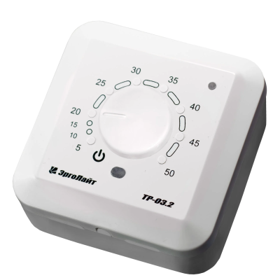 Эрголайт ТР-03.2ВП терморегулятор для теплого пола накладной с датчиками пола и воздуха, белый в 