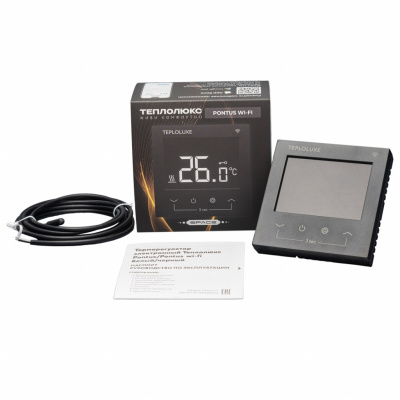 Теплолюкс Pontus Wi-Fi терморегулятор для теплого пола, черный в 