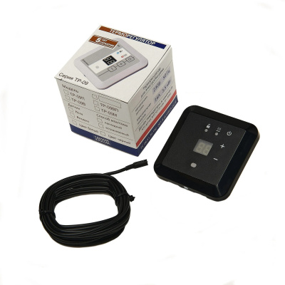 Эрголайт ТР-09П терморегулятор для теплого пола накладной с датчиком пола, черный в 