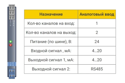 Аналоговый ввод БИГ-1-1-12/RS485 в 