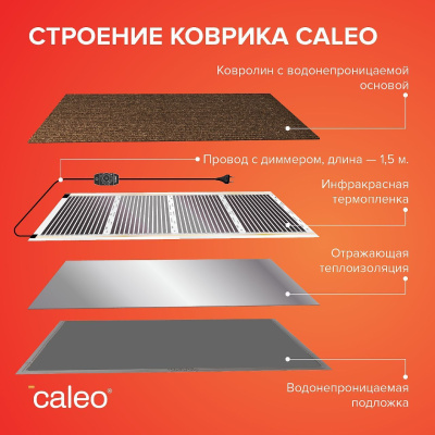 CALEO 40х60 см., мобильный теплый пол, коричневый в 