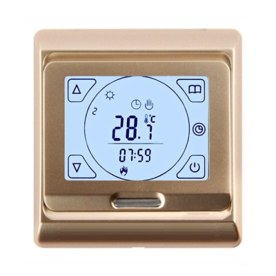 AlfaReg E-91.716 Wi-Fi терморегулятор для теплого пола программируемый сенсорный, 16A, золотистый в 