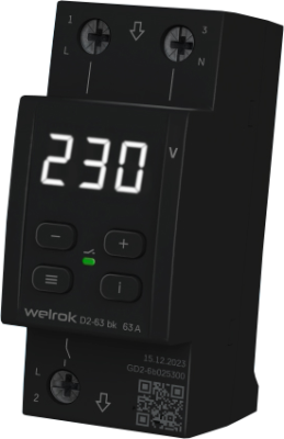 Welrok D2-63 bk реле напряжения на 3 клеммы в 