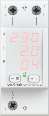 Многофункциональное реле напряжения с контролем тока и мощности Welrok VIP-50 red в 