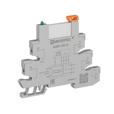 Модуль промежуточное реле и колодка MEYERTEC серии MSN в компактном корпусе (1-контактные) в 