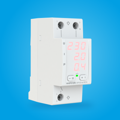 Welrok VIP-63 red реле напряжения с контролем тока и мощности в 