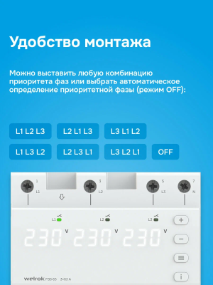 Welrok FS6-63 переключатель фаз в 