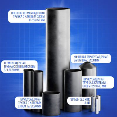 Комплект муфт с концевой заглушкой для греющего кабеля в 