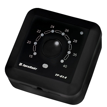 Эрголайт ТР-01.4ВП терморегулятор для теплого пола накладной с датчиками пола и воздуха, черный в 