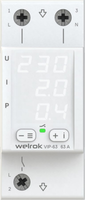 Welrok VIP-63 реле напряжения с контролем тока и мощности в 