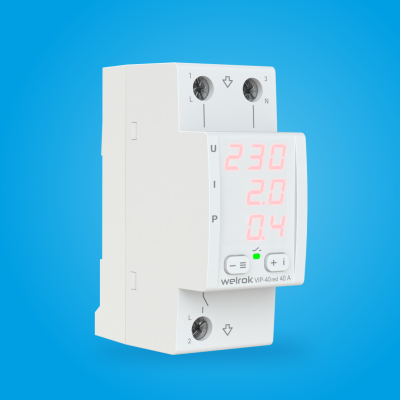 Welrok VIP-40 red реле напряжения с контролем тока и мощности в 