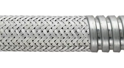 Гибкий спирально скрученный металлорукав из оцинкованной стали, из материала с пониженной пожарной опасностью с наружной оплеткой серии FUSSB в 