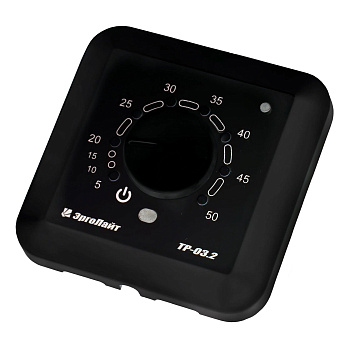 Эрголайт ТР-03.2П терморегулятор для теплого пола встраиваемый с датчиком пола, черный в 