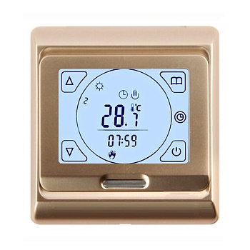 AlfaReg E-91.716 терморегулятор для теплого пола программируемый сенсорный, 16A, золотистый в 