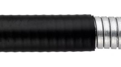 Гибкий спиральный герметичный металлорукав из оцинкованной стали с оболочкой из гладкой термопластичной резины серии LTPHC в 