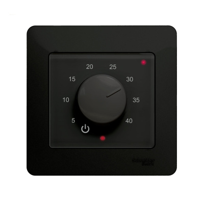 Эрголайт ТР-03 Глосса терморегулятор для теплого пола, черный (в рамку Schneider Electric Glossa) в 