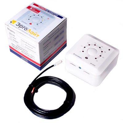 Эрголайт ТР-01.4ВП терморегулятор для теплого пола встраиваемый с датчиками пола и воздуха, бежевый в 
